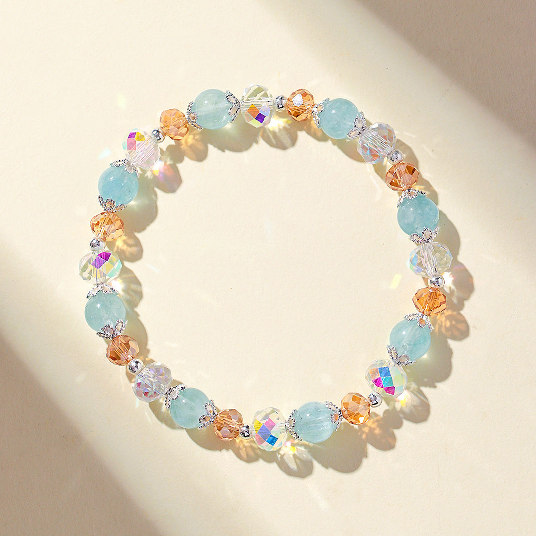 Aquamarine, Black Golden Super Seven & Gray Moonstone Natural Crystal Bracelet | C232 - Crystal Bracelet | Singapore Jewellery, Wedding Rings & Gifts | Same Day Delivery | Tiara.com.sg