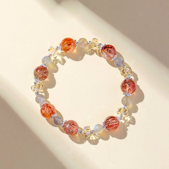 Aquamarine, Black Golden Super Seven &amp; Gray Moonstone Natural Crystal Bracelet | C232 - Crystal Bracelet | Singapore Jewellery, Wedding Rings &amp; Gifts | Same Day Delivery | Tiara.com.sg