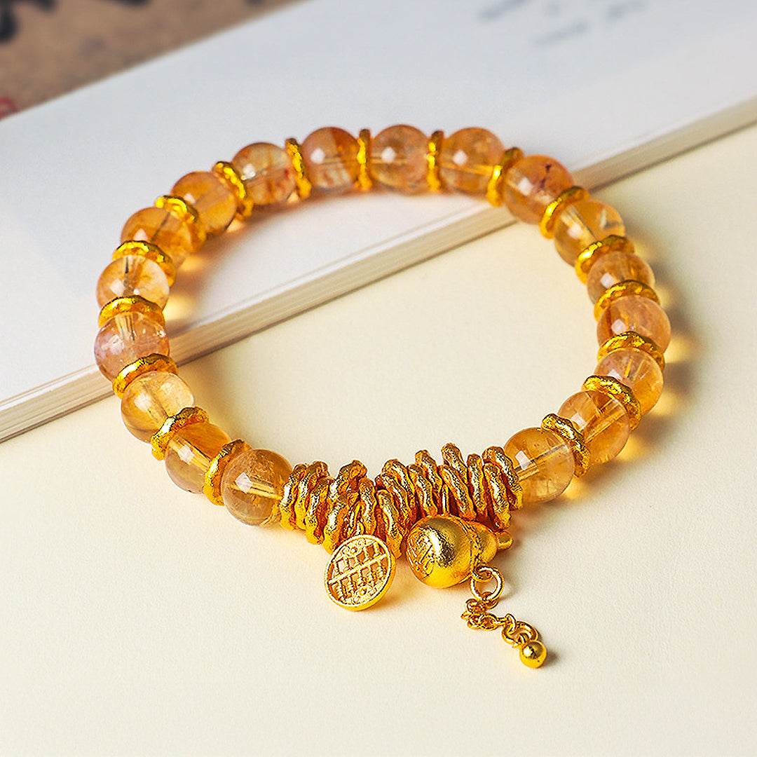 Golden Topaz, Tiger Eye &amp; Rose Quartz Prosperity Natural Crystal Bracelet | C236 - Crystal Bracelet | Singapore Jewellery, Wedding Rings &amp; Gifts | Same Day Delivery | Tiara.com.sg