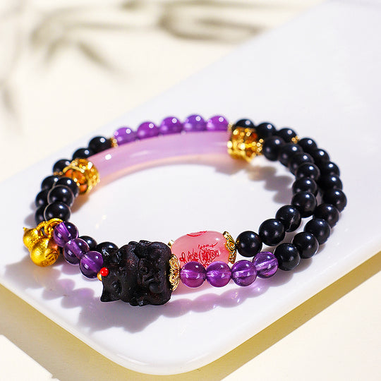 Amethyst &amp; Pink Agate Nine-Tailed Fox Natural Crystal Bracelet | C238 - Crystal Bracelet | Singapore Jewellery, Wedding Rings &amp; Gifts | Same Day Delivery | Tiara.com.sg