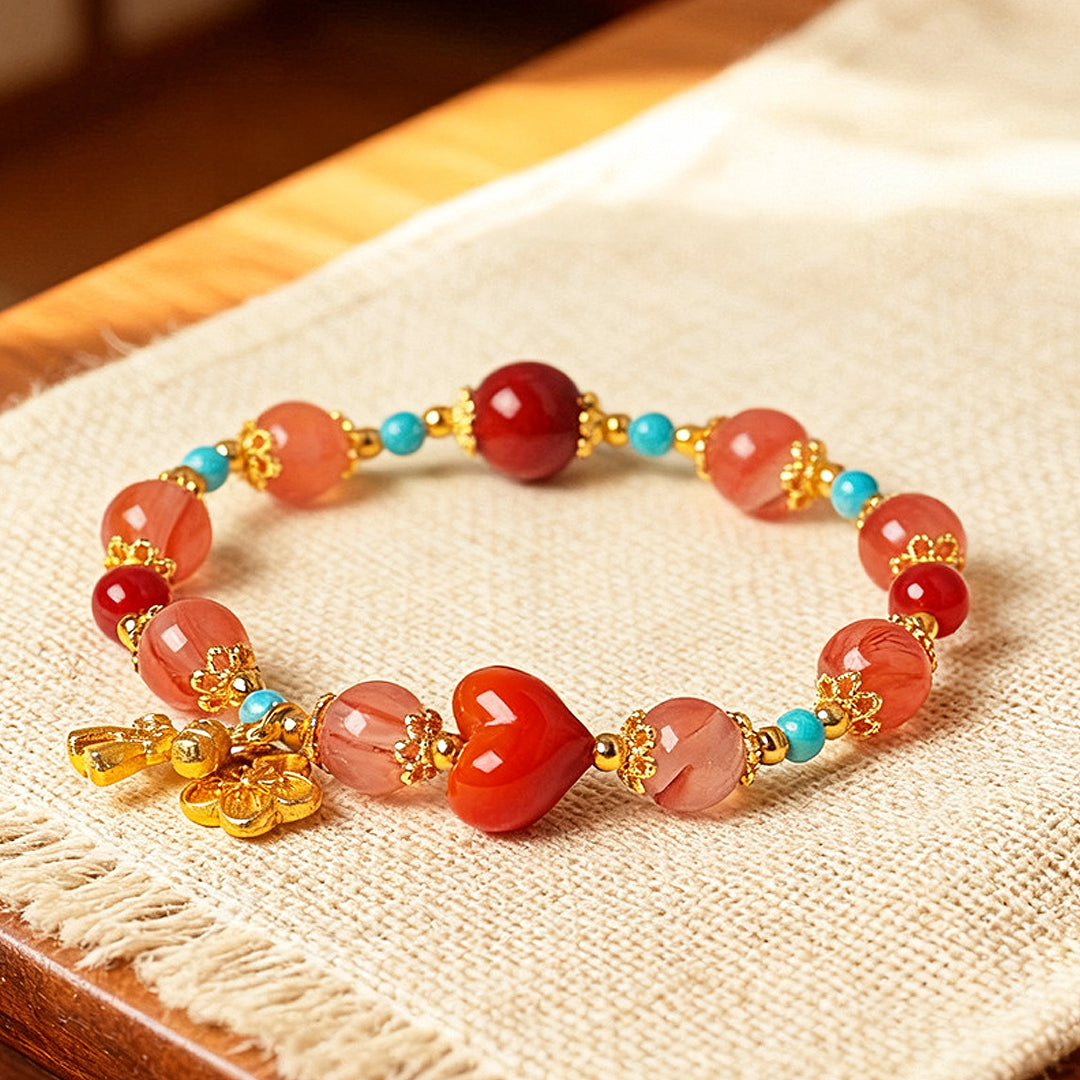 South Red Agate &amp; Turquoise Harmony Natural Crystal Bracelet | C242 - Crystal Bracelet | Singapore Jewellery, Wedding Rings &amp; Gifts | Same Day Delivery | Tiara.com.sg