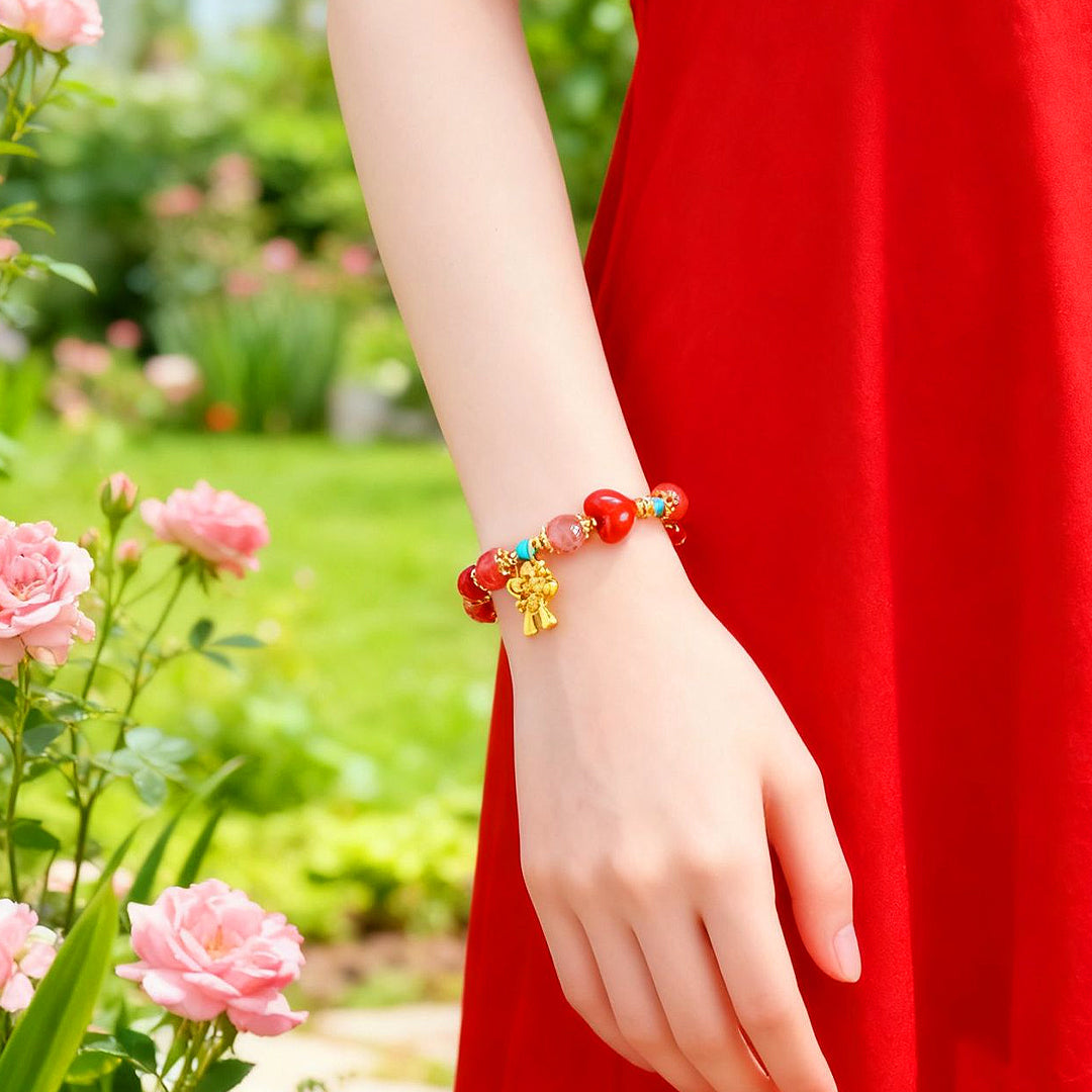 South Red Agate &amp; Turquoise Harmony Natural Crystal Bracelet | C242 - Crystal Bracelet | Singapore Jewellery, Wedding Rings &amp; Gifts | Same Day Delivery | Tiara.com.sg