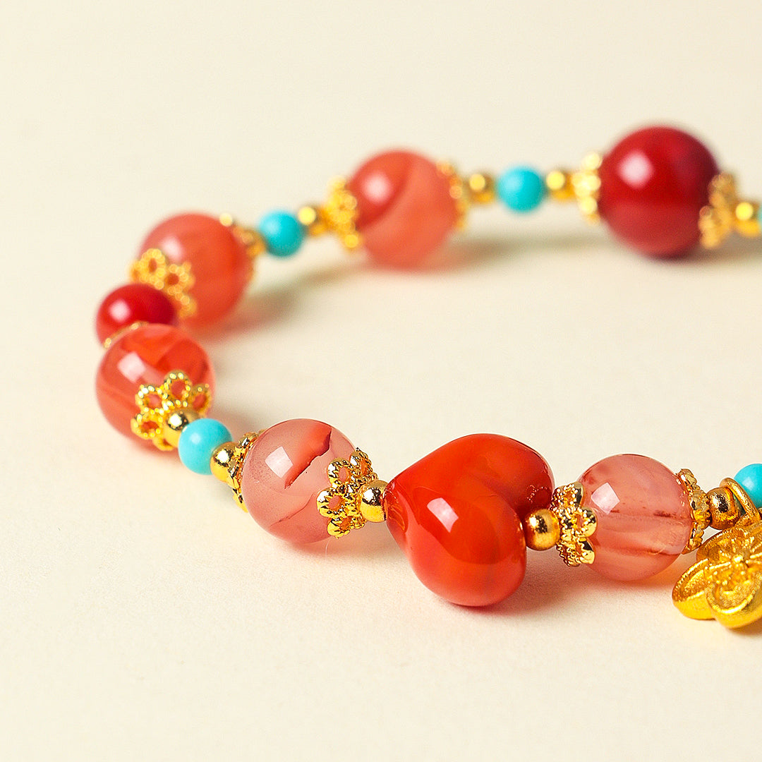 South Red Agate &amp; Turquoise Harmony Natural Crystal Bracelet | C242 - Crystal Bracelet | Singapore Jewellery, Wedding Rings &amp; Gifts | Same Day Delivery | Tiara.com.sg