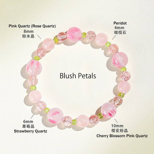 Rose Quartz &amp; Strawberry Quartz Romantic Healing Natural Crystal Bracelet | C245 - Crystal Bracelet | Singapore Jewellery, Wedding Rings &amp; Gifts | Same Day Delivery | Tiara.com.sg