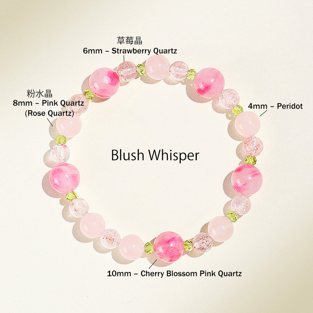 Rose Quartz & Strawberry Quartz Romantic Healing Natural Crystal Bracelet | C245 - Crystal Bracelet | Singapore Jewellery, Wedding Rings & Gifts | Same Day Delivery | Tiara.com.sg