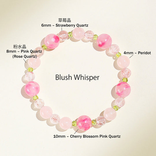 Rose Quartz &amp; Strawberry Quartz Romantic Healing Natural Crystal Bracelet | C245 - Crystal Bracelet | Singapore Jewellery, Wedding Rings &amp; Gifts | Same Day Delivery | Tiara.com.sg