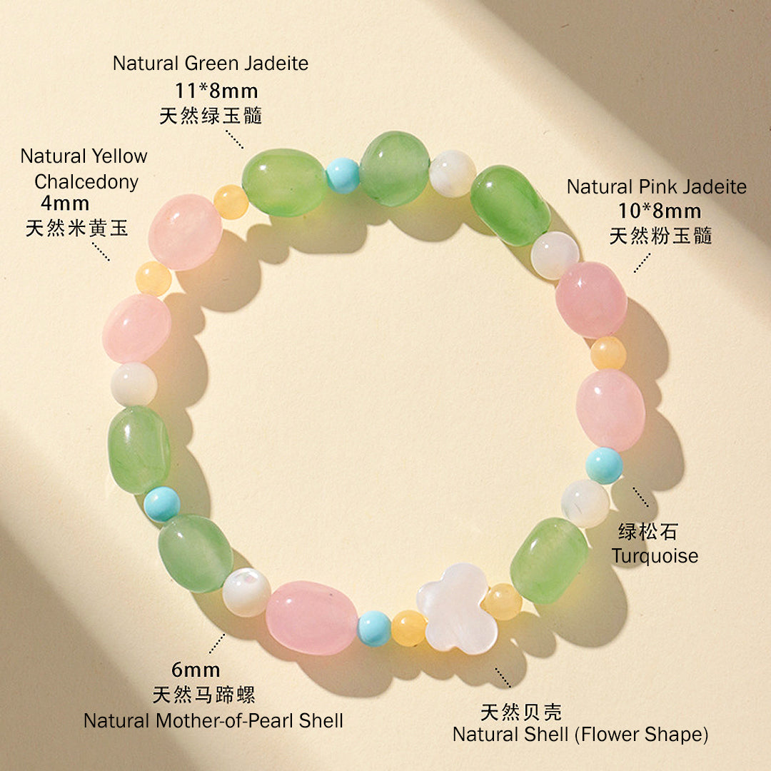 Green &amp; Pink Jadeite Prosperity Natural Crystal Bracelet | C246 - Crystal Bracelet | Singapore Jewellery, Wedding Rings &amp; Gifts | Same Day Delivery | Tiara.com.sg