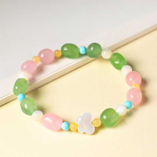 Green &amp; Pink Jadeite Prosperity Natural Crystal Bracelet | C246 - Crystal Bracelet | Singapore Jewellery, Wedding Rings &amp; Gifts | Same Day Delivery | Tiara.com.sg