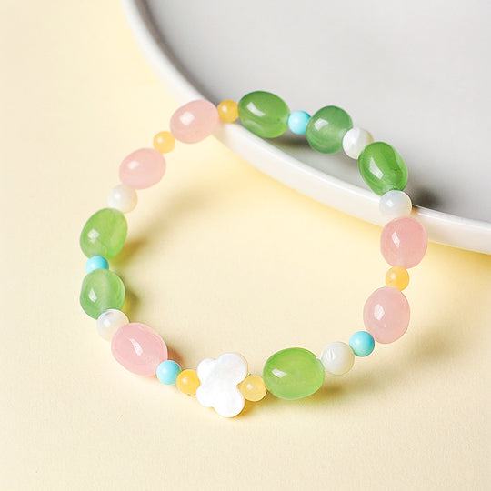 Green &amp; Pink Jadeite Prosperity Natural Crystal Bracelet | C246 - Crystal Bracelet | Singapore Jewellery, Wedding Rings &amp; Gifts | Same Day Delivery | Tiara.com.sg