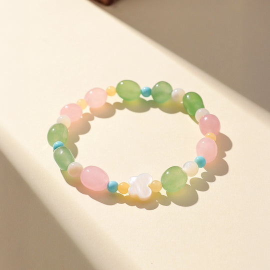 Green &amp; Pink Jadeite Prosperity Natural Crystal Bracelet | C246 - Crystal Bracelet | Singapore Jewellery, Wedding Rings &amp; Gifts | Same Day Delivery | Tiara.com.sg