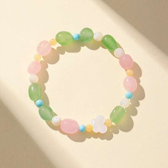 Green &amp; Pink Jadeite Prosperity Natural Crystal Bracelet | C246 - Crystal Bracelet | Singapore Jewellery, Wedding Rings &amp; Gifts | Same Day Delivery | Tiara.com.sg