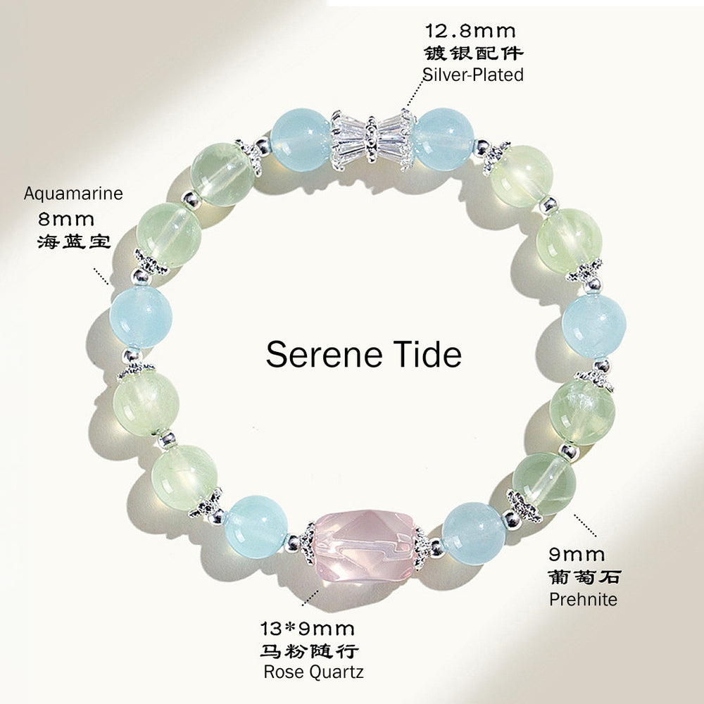Rose Quartz & Aquamarine Natural Crystal Bracelet | C247 - Crystal Bracelet | Singapore Jewellery, Wedding Rings & Gifts | Same Day Delivery | Tiara.com.sg