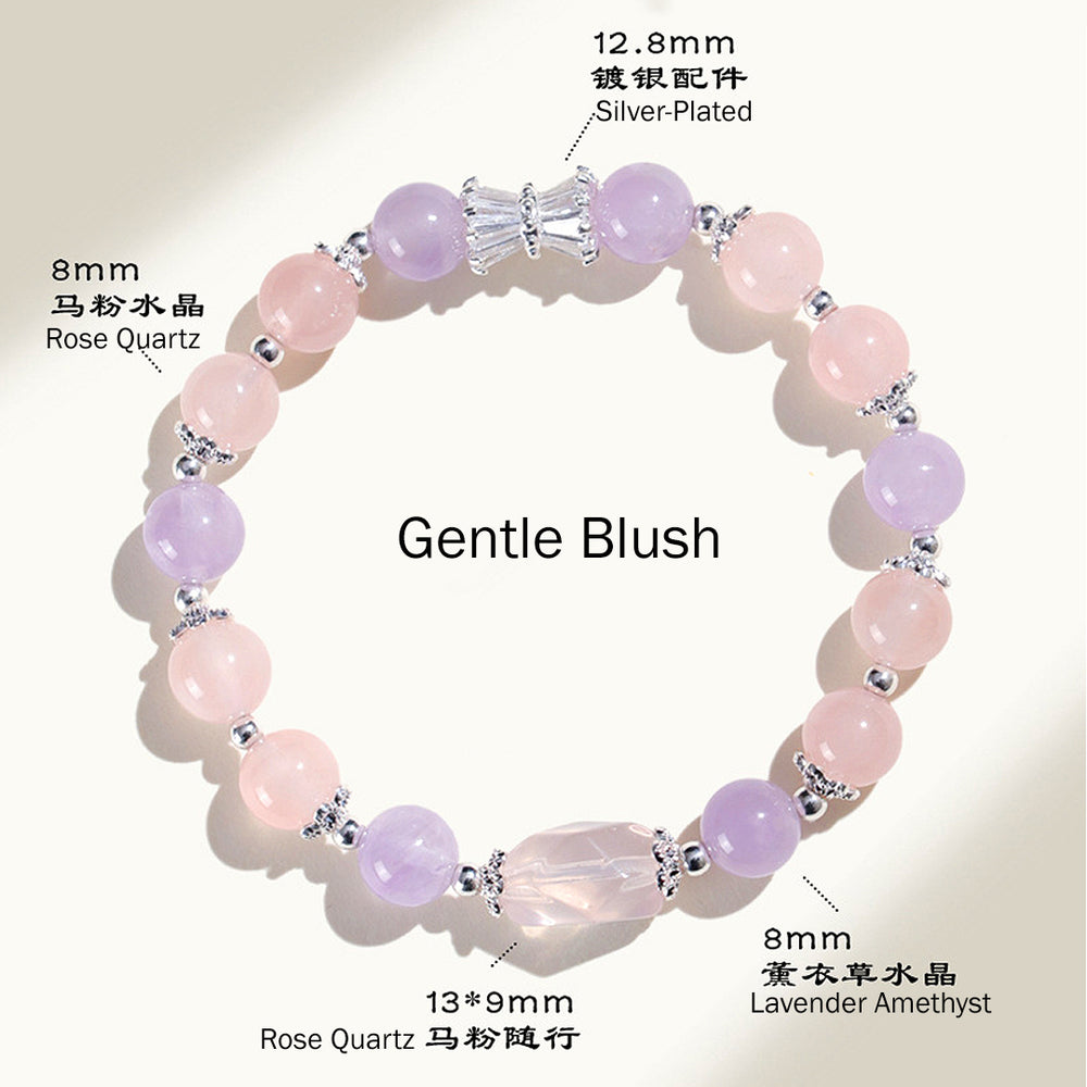 Rose Quartz & Aquamarine Natural Crystal Bracelet | C247 - Crystal Bracelet | Singapore Jewellery, Wedding Rings & Gifts | Same Day Delivery | Tiara.com.sg