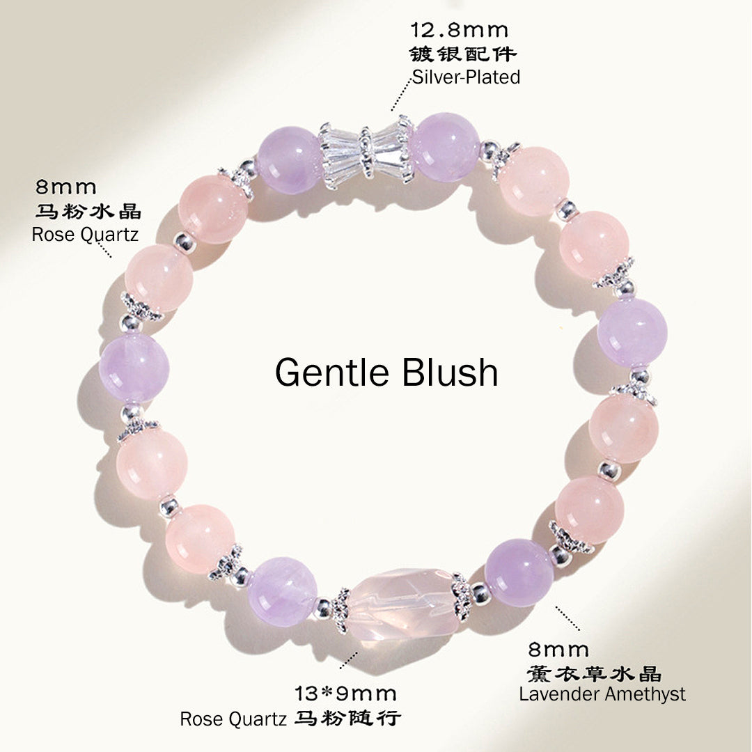 Rose Quartz &amp; Aquamarine Natural Crystal Bracelet | C247 - Crystal Bracelet | Singapore Jewellery, Wedding Rings &amp; Gifts | Same Day Delivery | Tiara.com.sg