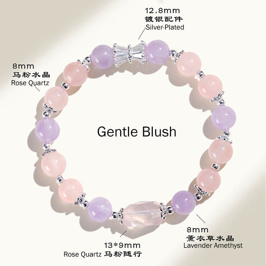 Rose Quartz &amp; Aquamarine Natural Crystal Bracelet | C247 - Crystal Bracelet | Singapore Jewellery, Wedding Rings &amp; Gifts | Same Day Delivery | Tiara.com.sg