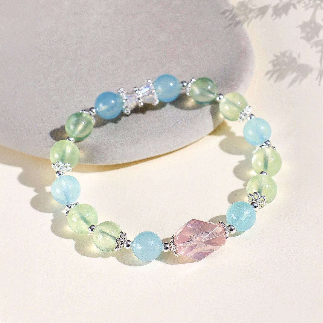 Rose Quartz &amp; Aquamarine Natural Crystal Bracelet | C247 - Crystal Bracelet | Singapore Jewellery, Wedding Rings &amp; Gifts | Same Day Delivery | Tiara.com.sg