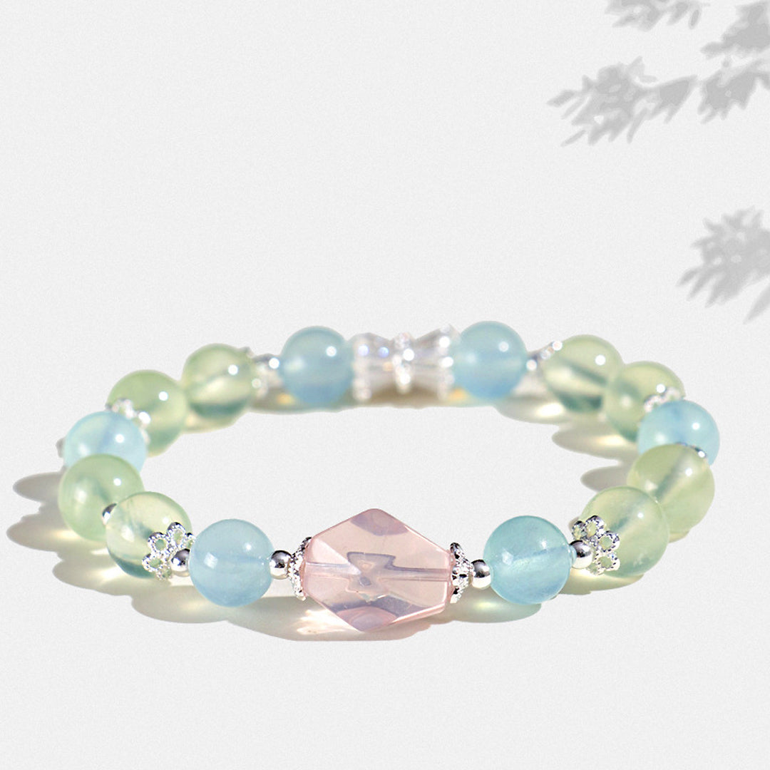 Rose Quartz &amp; Aquamarine Natural Crystal Bracelet | C247 - Crystal Bracelet | Singapore Jewellery, Wedding Rings &amp; Gifts | Same Day Delivery | Tiara.com.sg