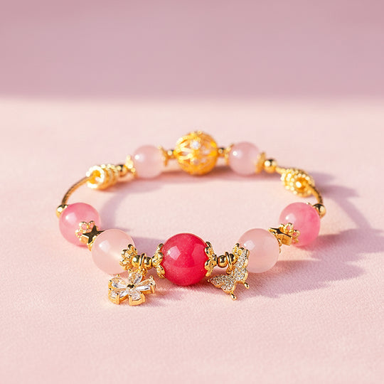 Uruguay Amethyst &amp; Rose Quartz Celestial Bloom Natural Crystal Bracelet | C248 - Crystal Bracelet | Singapore Jewellery, Wedding Rings &amp; Gifts | Same Day Delivery | Tiara.com.sg