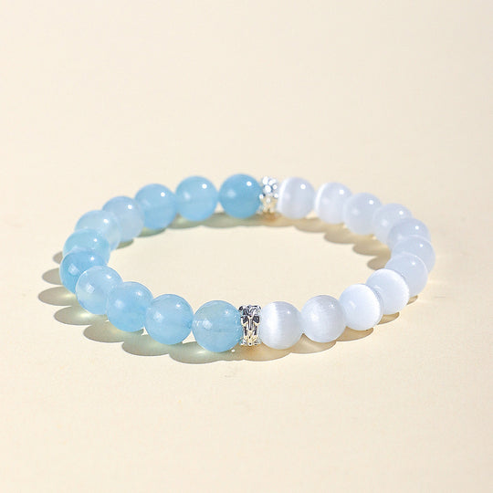 Aquamarine &amp; Cat Eye Natural Crystal Bracelet | C251 - Crystal Bracelet | Singapore Jewellery, Wedding Rings &amp; Gifts | Same Day Delivery | Tiara.com.sg