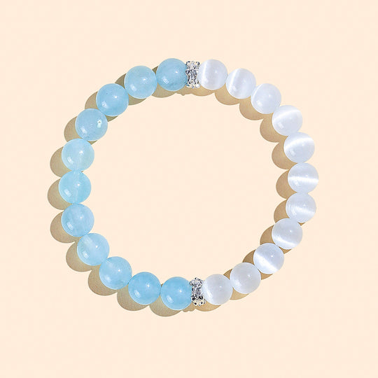 Aquamarine &amp; Cat Eye Natural Crystal Bracelet | C251 - Crystal Bracelet | Singapore Jewellery, Wedding Rings &amp; Gifts | Same Day Delivery | Tiara.com.sg