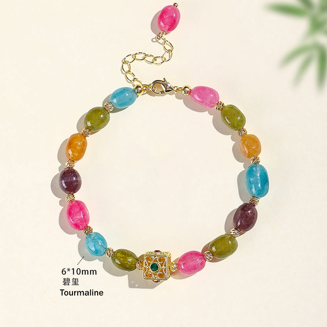 Multicolour Tourmaline Natural Crystal Bracelet | C252 - Crystal Bracelet | Singapore Jewellery, Wedding Rings & Gifts | Same Day Delivery | Tiara.com.sg