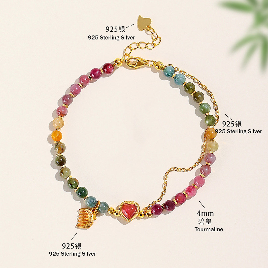 Multicolour Tourmaline 925 Sterling Silver Natural Crystal Bracelet | C253 - Crystal Bracelet | Singapore Jewellery, Wedding Rings & Gifts | Same Day Delivery | Tiara.com.sg