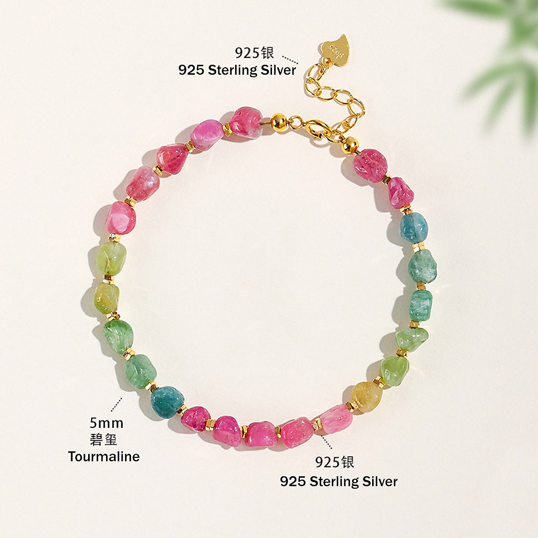 Multicolour Tourmaline 925 Sterling Silver Natural Crystal Bracelet | C255 - Crystal Bracelet | Singapore Jewellery, Wedding Rings & Gifts | Same Day Delivery | Tiara.com.sg