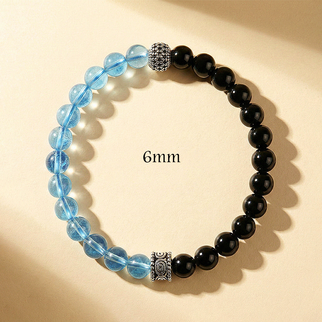 Obsidian & Aquamarine Divine Protection Natural Crystal Bracelet | C261 - Crystal Bracelet | Singapore Jewellery, Wedding Rings & Gifts | Same Day Delivery | Tiara.com.sg