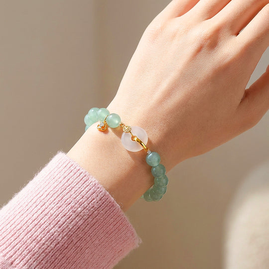 Aventurine &amp; White Agate Ping An Kou Bracelet | C268