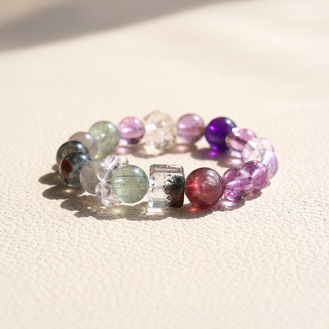 Amethyst, Rutilated Quartz, Moonstone &amp; Phantom Quartz | C278