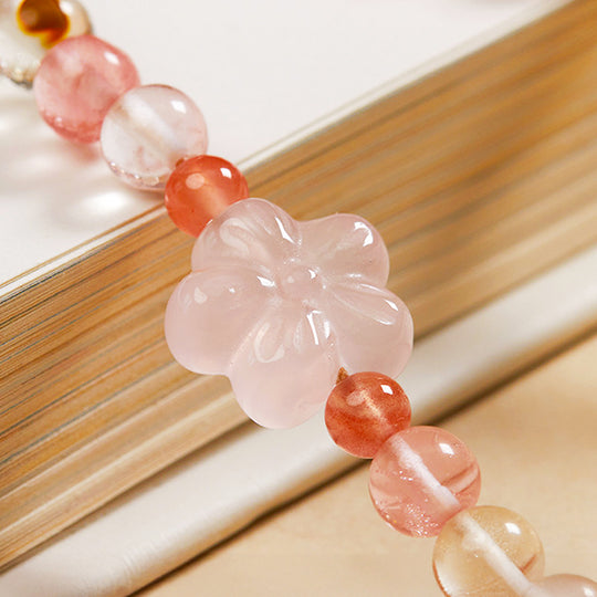 CD103 - Rose Quartz Blossom - Crystal Dangles | Singapore Jewellery, Wedding Rings &amp; Gifts | Same Day Delivery | Tiara.com.sg