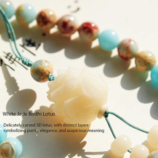 CD110 - White Jade Lotus Harmony - Crystal Dangles | Singapore Jewellery, Wedding Rings &amp; Gifts | Same Day Delivery | Tiara.com.sg