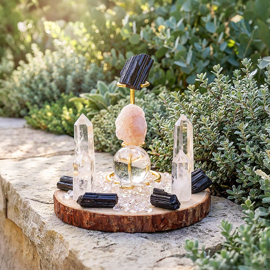 Black Tourmaline &amp; Clear Quartz Crystal Array | CE8006