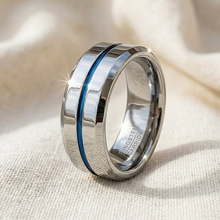 Chasin Polished Blue Groove Tungsten Carbide Ring
