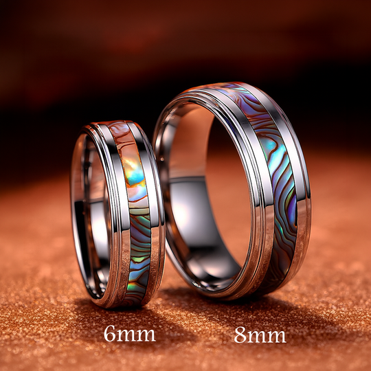 Cinnabar | Tungsten Couple Rings | Silver Opal Wedding Bands - Ring | Singapore Jewellery, Wedding Rings &amp; Gifts | Same Day Delivery | Tiara.com.sg