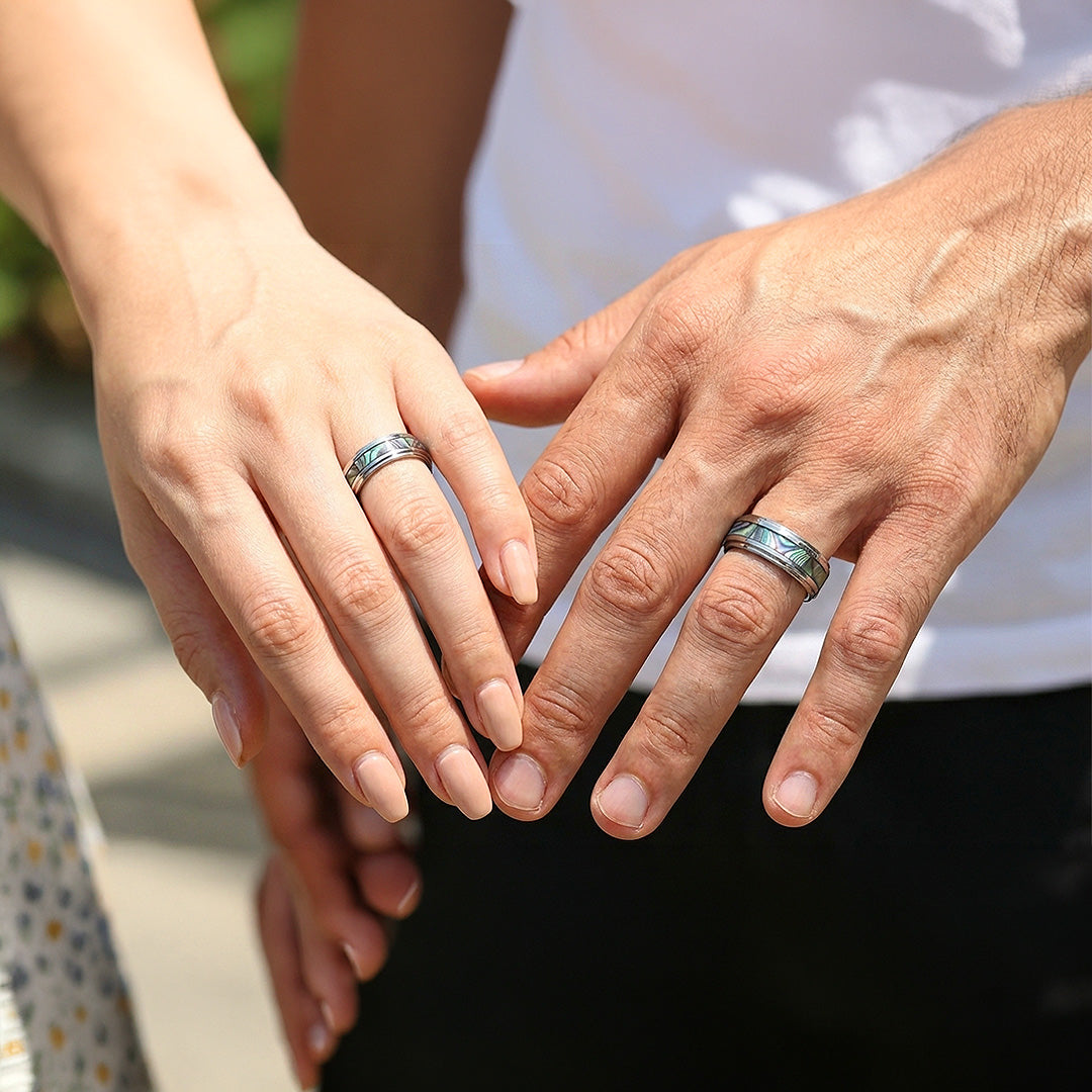 Cinnabar | Tungsten Couple Rings | Silver Opal Wedding Bands - Ring | Singapore Jewellery, Wedding Rings &amp; Gifts | Same Day Delivery | Tiara.com.sg