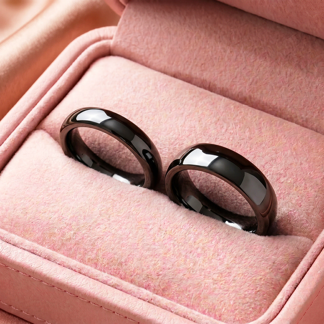 Classic Black Couple Rings | Matching Black Stainless Steel Couple Rings