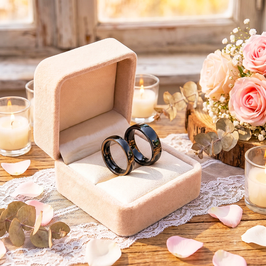 Classic Black Couple Rings | Matching Black Stainless Steel Couple Rings
