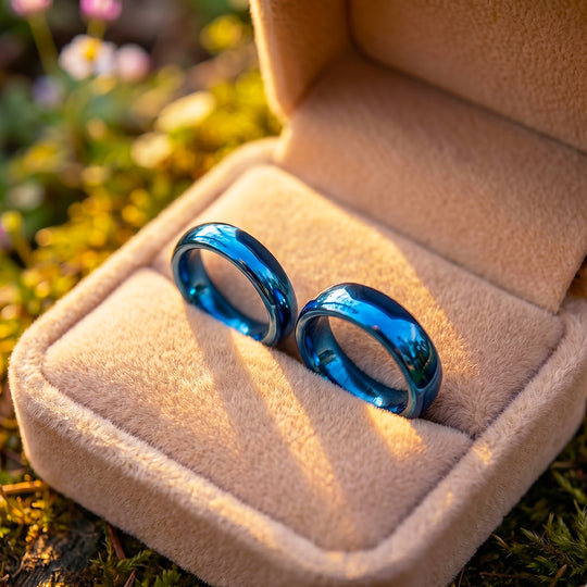 Classic Blue Couple Rings | Matching Blue Stainless Steel Couple Rings