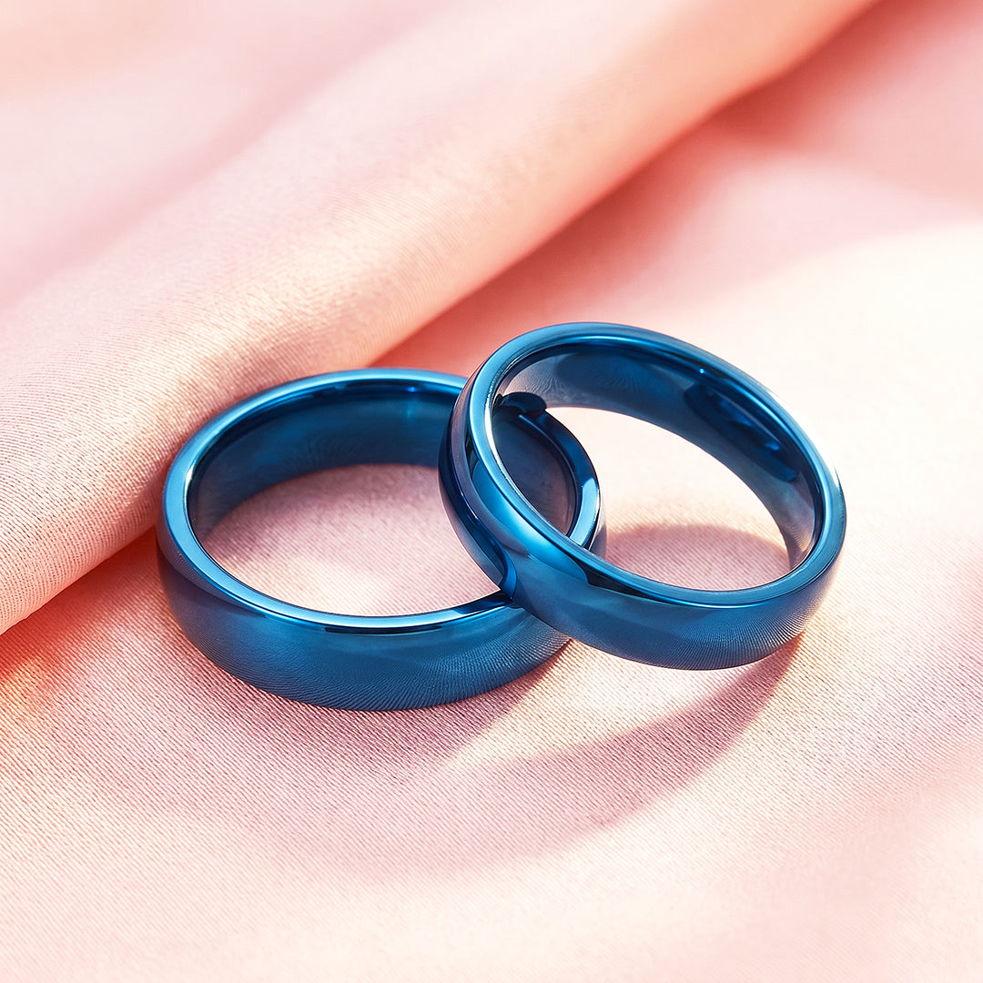 Classic Blue Couple Rings | Matching Blue Stainless Steel Couple Rings
