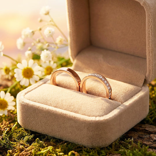 Connection | High-Polished Full Eternity and Plain Band Flat Wedding Band