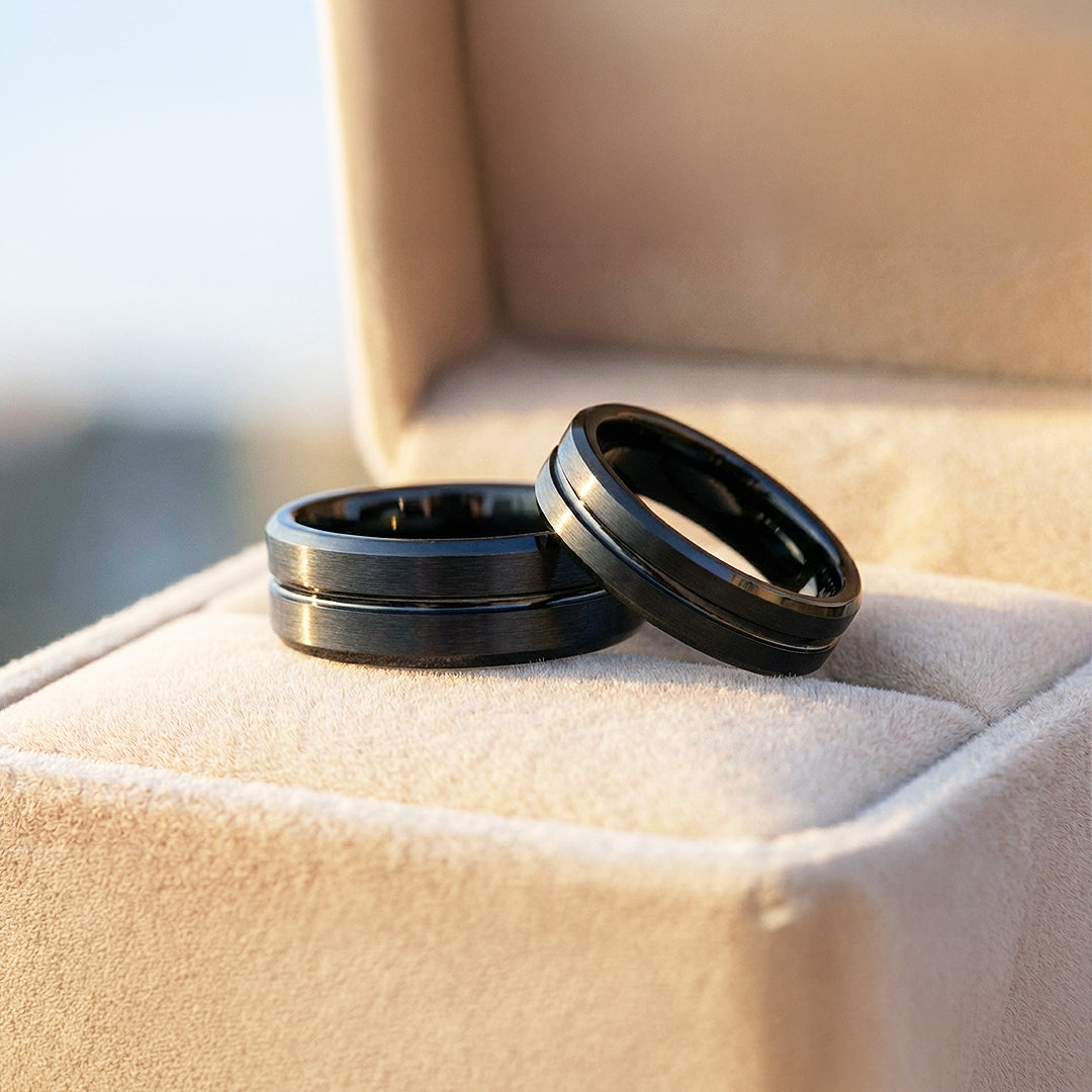 Destin | Tungsten Couple Rings | Black Wedding Bands - Ring | Singapore Jewellery, Wedding Rings & Gifts | Same Day Delivery | Tiara.com.sg