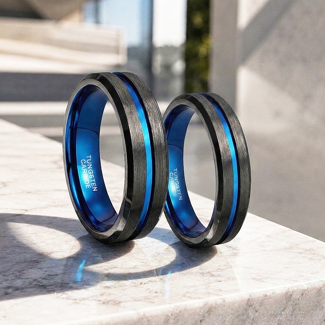 Earric | Brushed Channel Tungsten Carbide Ring | Men&