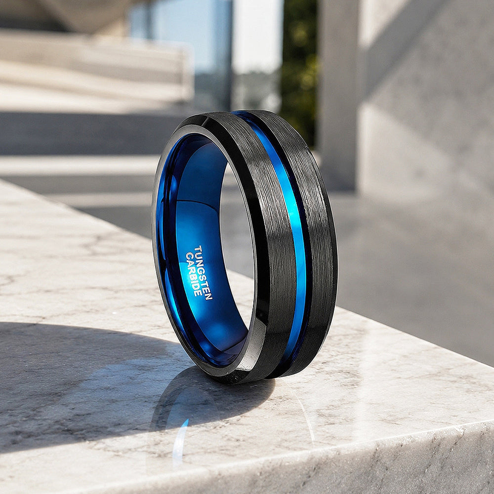 Earric | Brushed Channel Tungsten Carbide Ring | Men's Ring