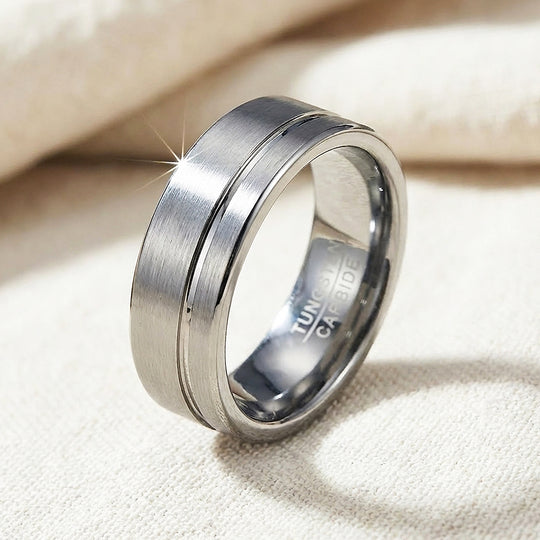 Edge Brushed Tungsten Carbide Ring - Ring | Singapore Jewellery, Wedding Rings &amp; Gifts | Same Day Delivery | Tiara.com.sg