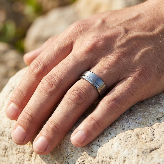 Edge Brushed Tungsten Carbide Ring - Ring | Singapore Jewellery, Wedding Rings &amp; Gifts | Same Day Delivery | Tiara.com.sg