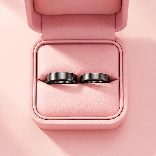 Essential Black Couple Rings | Matching Flat Black Stainless Steel Couple Rings