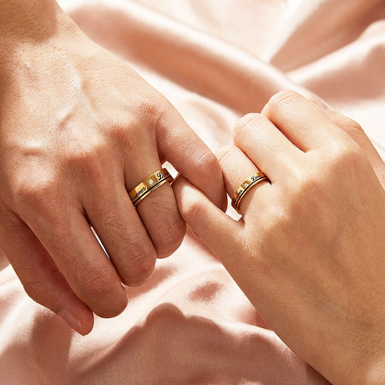 Forever Love | High-Polished Engraved Script Flat Wedding Band
