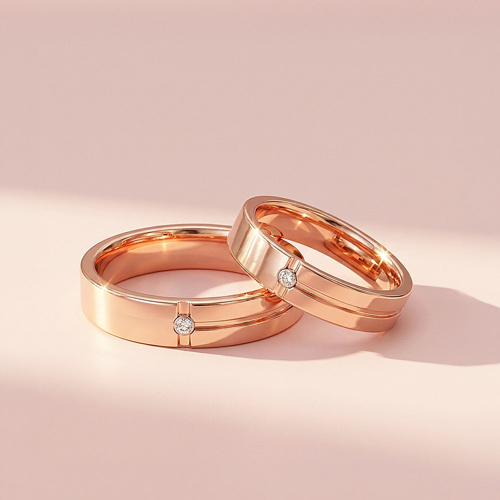Fraiser | Tungsten Couple Rings | Rose Gold Wedding Bands