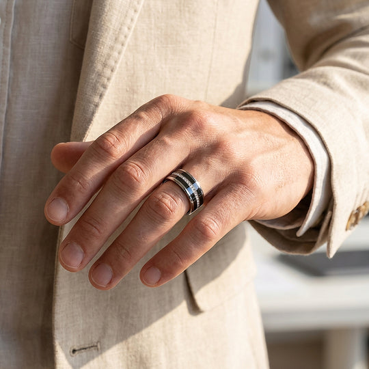 Giovanni Polished Full Eternity Black Tungsten Carbide Ring